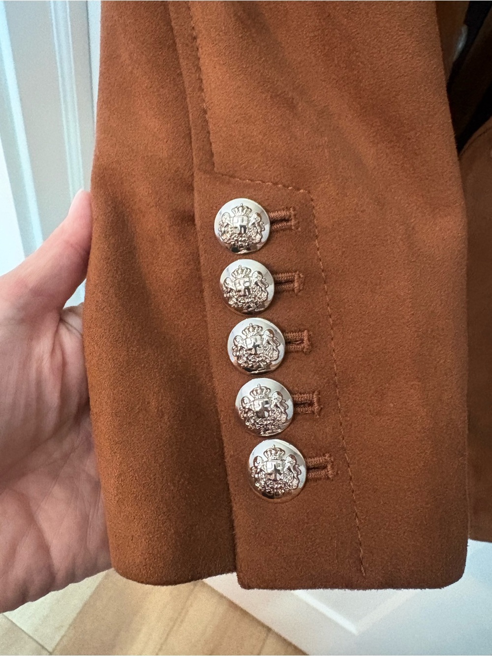 White House Black Market Double-Breasted Suede Blazer - Rust Brown - Picture 4 of 6